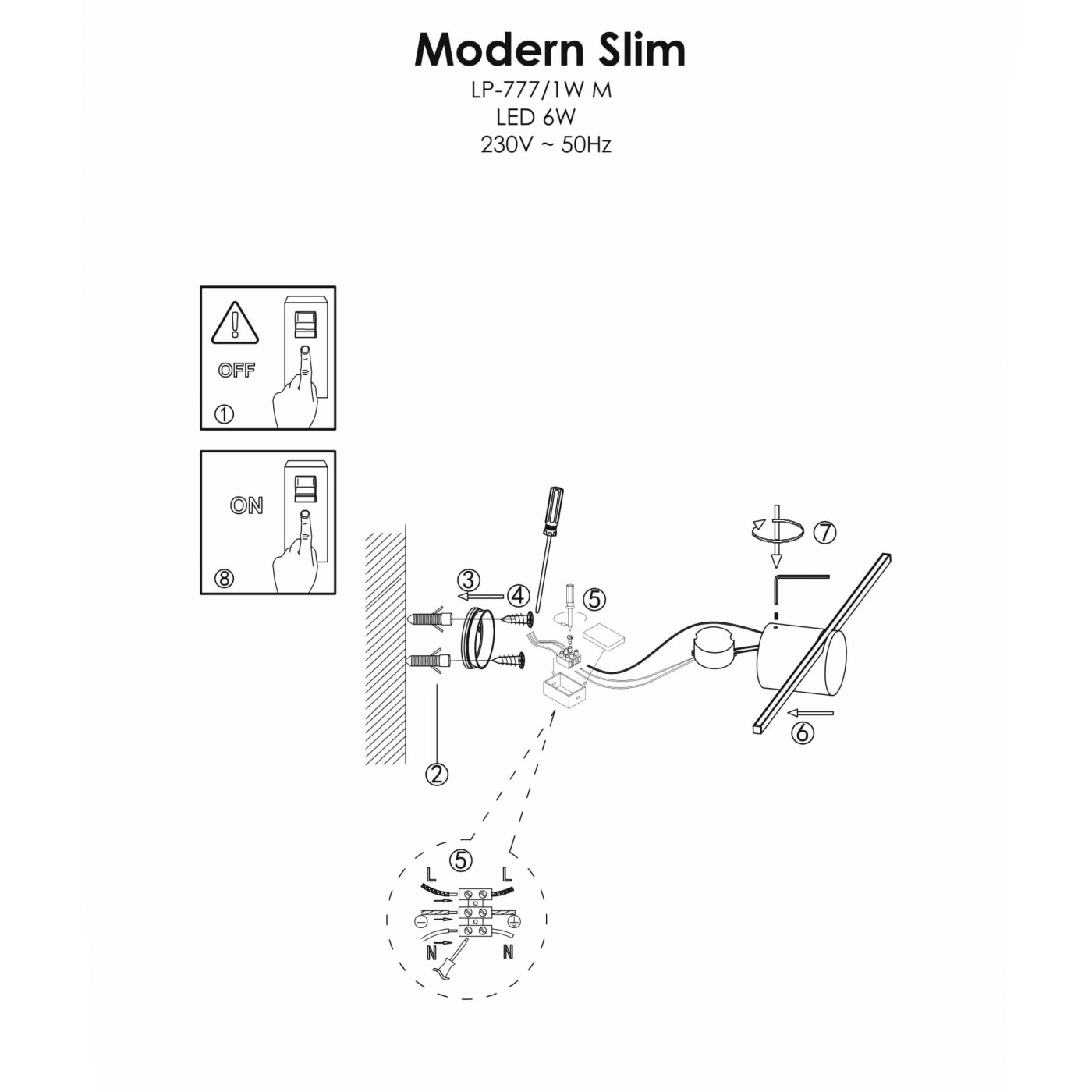 MODERN SLIM chrome M LP-777/1W M CH