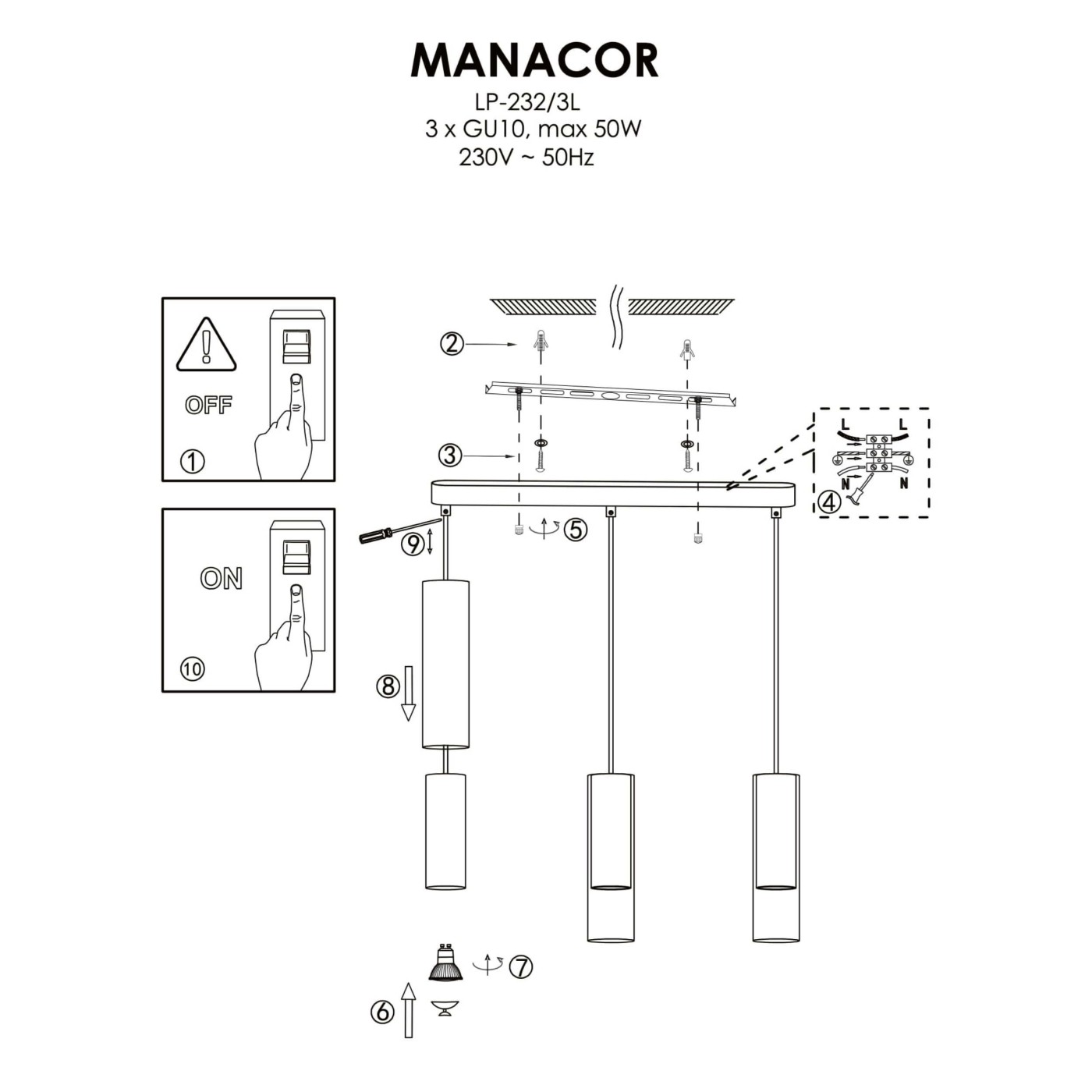 MANACOR III LP-232/3L WH